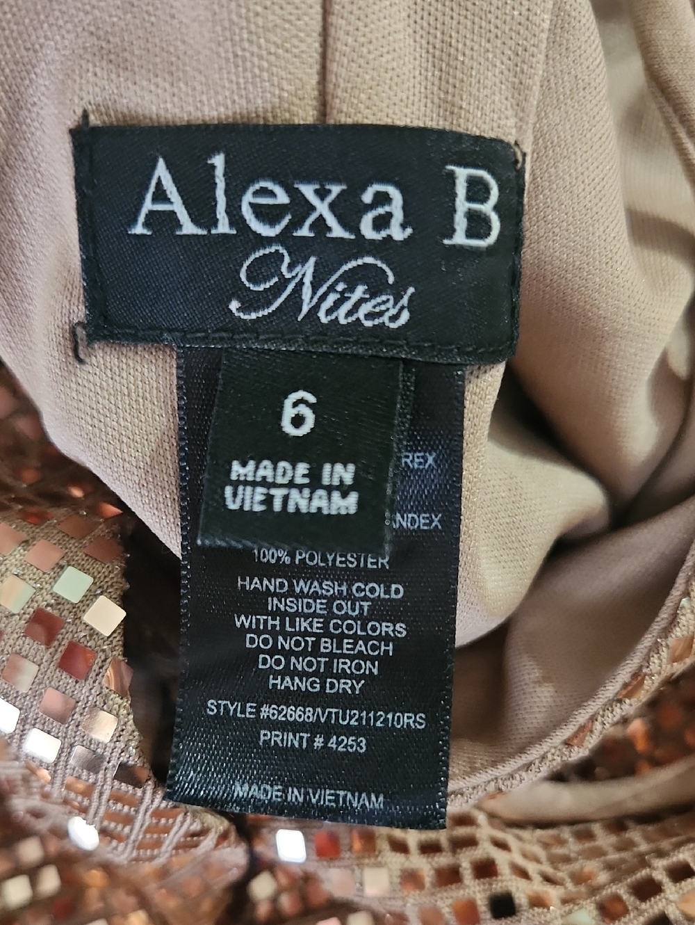 Alexa B Nites Sequin Wrap-Front Maxi Dress in Rose Gold Size 6 - Picture 6 of 6